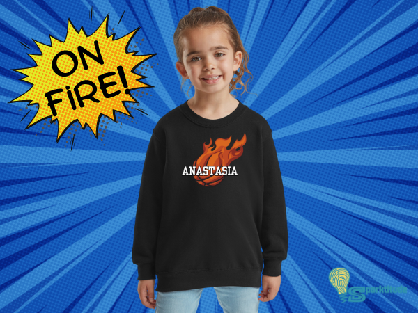 On Fire! Basketball Personalised Name Jumper - Children’s Sizes