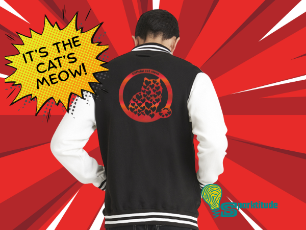 Official Cat Slave Love Hearts Varsity Jacket - Adult Sizes - Image 2