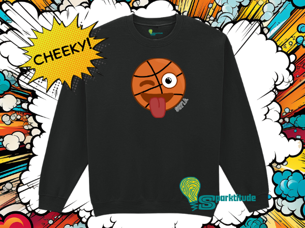 Winking Basketball Smiley Face Personalised Name Jumper - Adult Sizes - Image 4