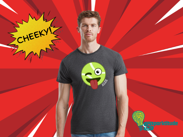 Winking Tennis Ball Smiley Face Personalised Name T-Shirt - Adult Sizes - Image 2