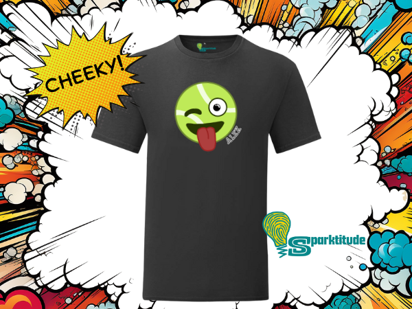 Winking Tennis Ball Smiley Face Personalised Name T-Shirt - Adult Sizes