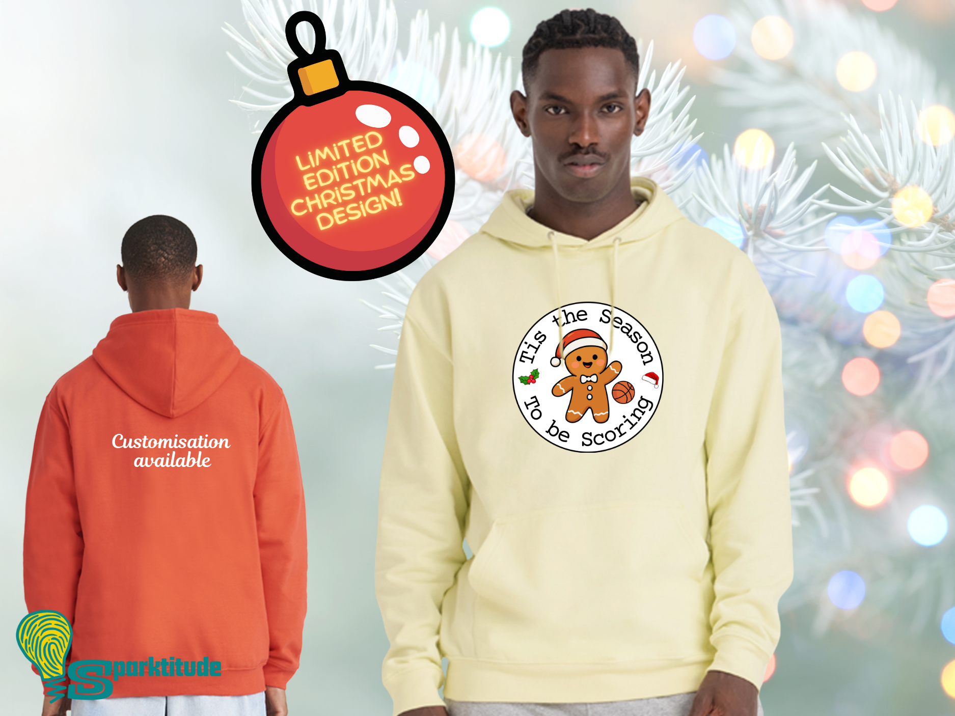 Gingerbread Man Basketball Christmas Hoodie - Adult Sizes