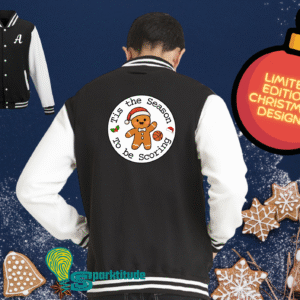 Gingerbread Man Basketball Christmas Varsity Jacket - Adult Sizes