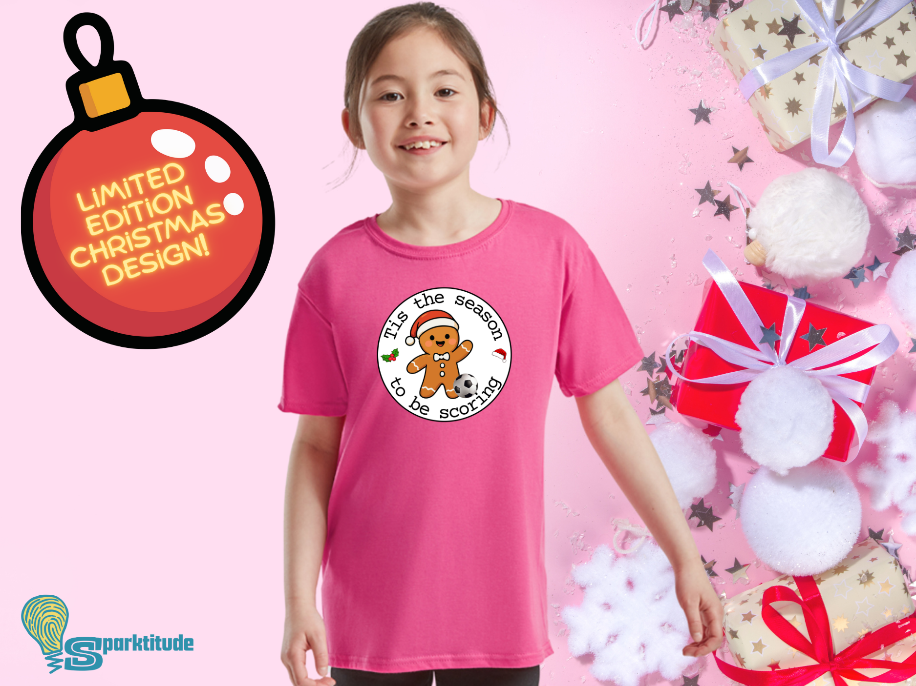 Gingerbread Man Football Christmas T-Shirt - Children’s Sizes