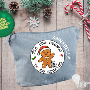 Gingerbread Man Soccer Christmas Recycled Cotton Accessory Bag