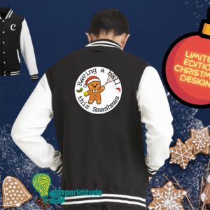 Gingerbread Man Tennis Christmas Varsity Jacket - Adult Sizes
