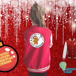 Gingerbread Man Tennis Christmas Varsity Jacket - Children’s Sizes