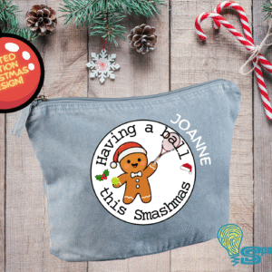 Gingerbread Man Tennis Christmas Recycled Cotton Accessory Bag